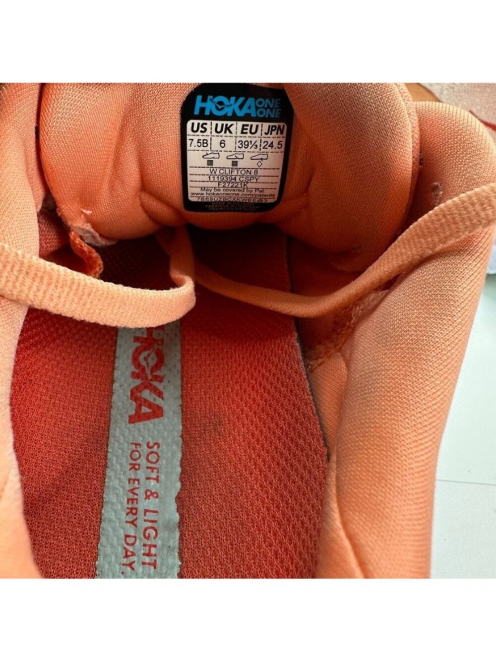 Hoka One One W Clifton 8 Shoes Womens Size 7.5B Coral Running Cushioning Trainer - Picture 8 of 10